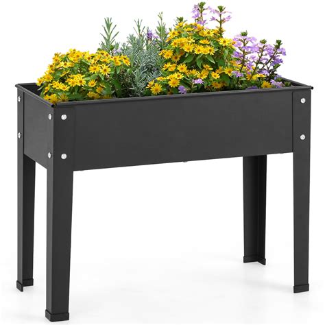 flower style metal box with lid|metal elevated planter box.